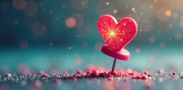 Whimsical Pushpin Holding Sparkling Heart Joyful Moments and Positive Aspirations