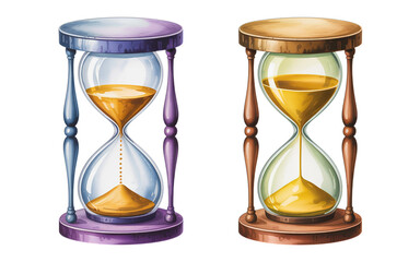 Elegant hourglasses visualizing flowing sand, symbolizing time management, deadlines, and the passage of moments in a professional context