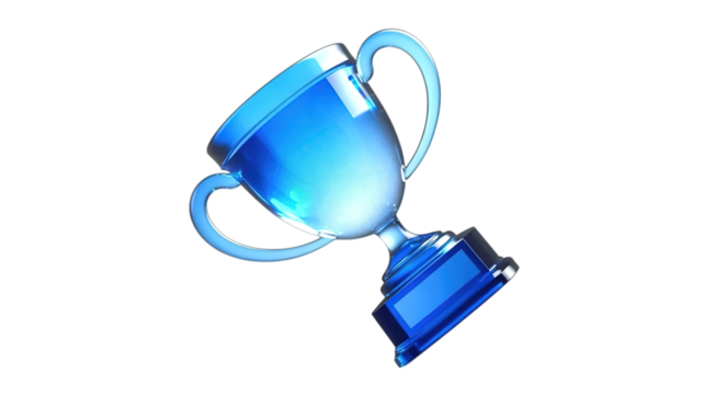 Stunning blue glass trophy gleams with achievement, symbolizing success, victory, and top performance for awards and recognition campaigns.