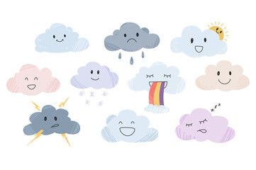 Set of cute clouds. flat style