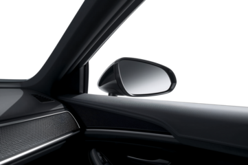 Luxurious Car Interior Design Showcasing Side Mirror and Premium Speaker Grill Detail
