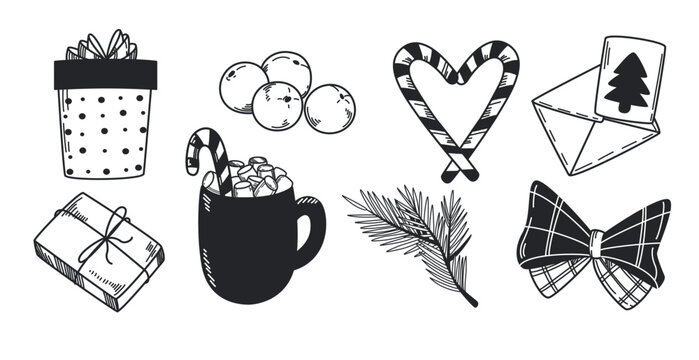 Winter doole vector set