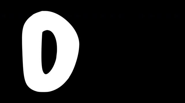 Hand-Drawn Animation of Word 'Dm'. Transparent Background. Letter-by-Letter Disappear and Reveal Loop