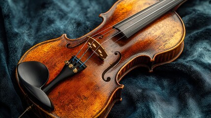 Fototapeta premium Antique Violin on a Textured Fabric