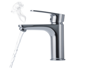  Minimalist Sink with Warm Water Flow and Subtle Steam