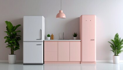 パステルピンクの可愛いキッチン