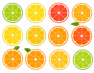 Fototapeta premium isolated orange fruit vector set