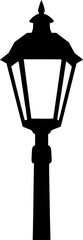 Obraz premium Street light silhouette. This image shows a street light silhouette, also known as a lamp post or street lamp, against a white background. Vector clipart illustration design