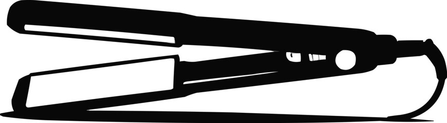 Hair Straightener Silhouette – Professional Flat Iron Styling Tool Vector