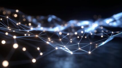 3D digital neural network with radiant nodes exchanging data streams, representing advanced AI processing, machine learning computation, futuristic data analysis, and complex artificial - Powered by Adobe