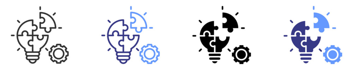 problem solving icon set multiple style