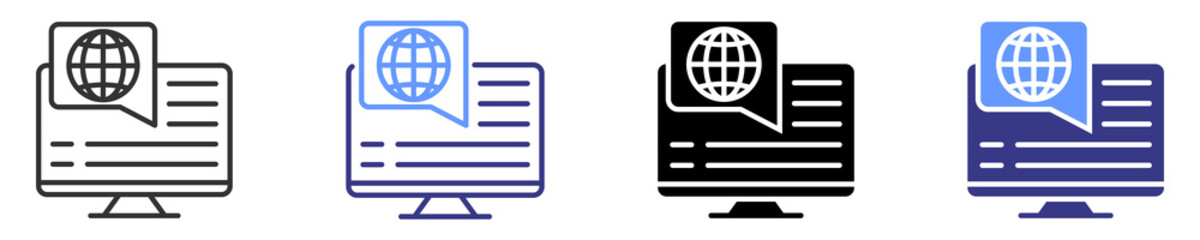 online service icon set multiple style