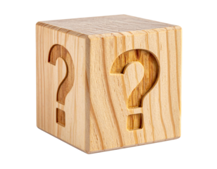 Symbol of Curiosity – Wooden Question Block in Warm Light PNG
