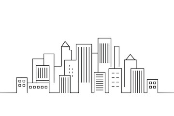 Fototapeta premium Cityscape Silhouette Vector Modern Urban Skyline Buildings Architecture Design