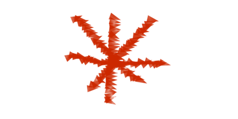 Abstract red starburst symbol fiery energetic burst of light exploding vivid abstract shape isolated on transparent background