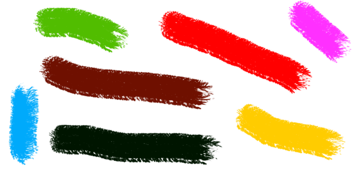 Vibrant abstract brush strokes of various colors displayed artistically against a dark backdrop for diverse creative applications isolated on transparent background