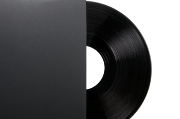 Vinyl Record Half Covered in Black Paper Sleeve Analogue Music Audio Nostalgia Collectible