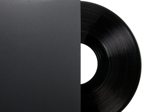 Vinyl Record Half Covered in Black Paper Sleeve Analogue Music Audio Nostalgia Collectible