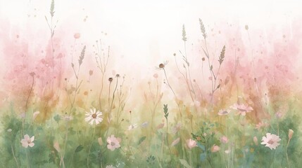 Abstract watercolor background with wildflower