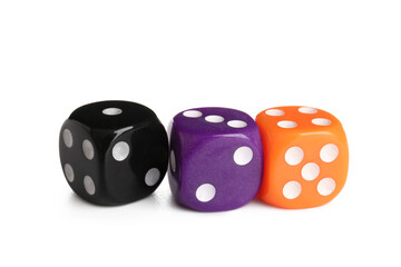Colorful game dices on white background