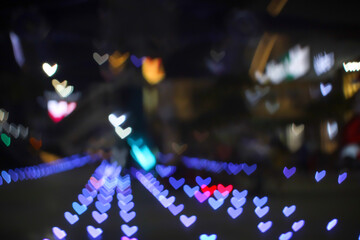 purple bokeh and blur heart shape love valentine night