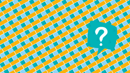 Colorful Geometric Pattern with Question Mark on Blue Background