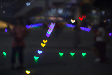 rainbow bokeh and blur heart shape love valentine colorful night light