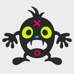 Egghead monster. Flat cartoon character design.