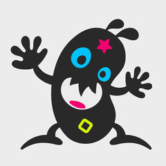 A funny cucumber monster. Flat cartoon character design.