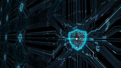 Digital Shield with Circuit Board Design for Cybersecurity Protection