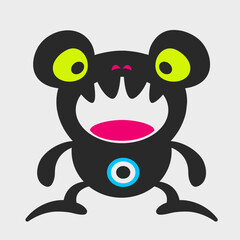 Cute Frog monster. A quirky, cute monster. Flat cartoon character design.