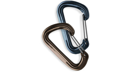 metal climbing carabiners linked together for outdoor gear and safety