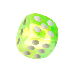 Green dice on white background