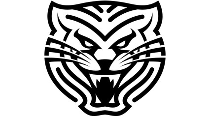 fierce black and white tiger head logo vector design