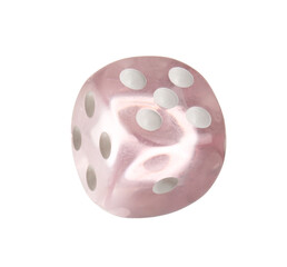 Pink dice on white background