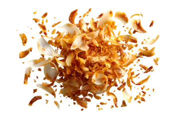 Crispy Golden Fried Onions: Dynamic Culinary Explosion isolated on a transparent background