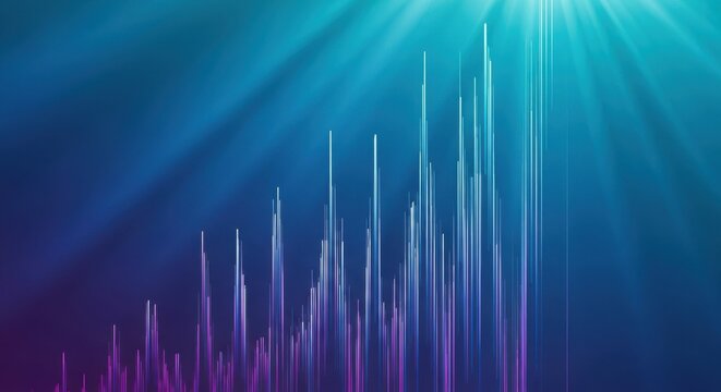 Abstract blue and purple light trails create a futuristic background design