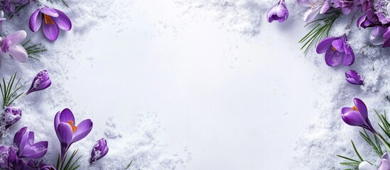 Purple Crocuses in Snow