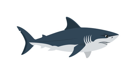 Fototapeta premium Cartoon illustration of a great white shark in a simplistic and stylized manner
