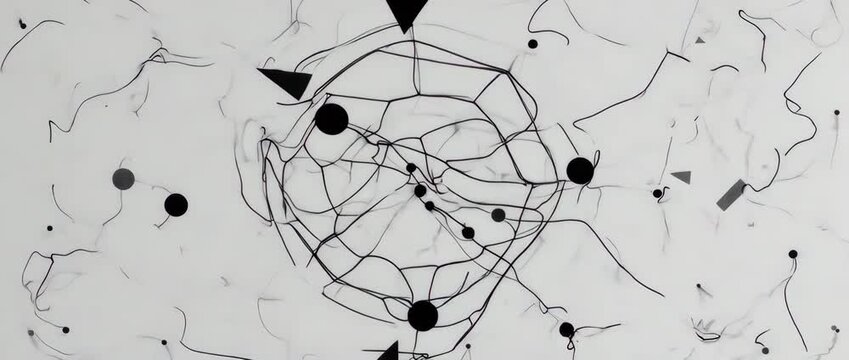 A minimalist animation showing an algorithm at work, with abstract shapes organizing into a complex pattern. Represents machine learning and AI.