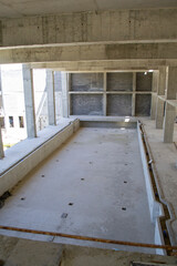 preparation for construction work. poured concrete hole