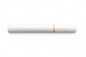 Cigarette with filter tip on transparent background, symbolizing smoking, addiction, and health risk