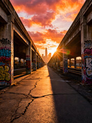 Obraz premium old bridge at dusk