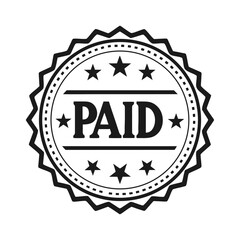 Official paid stamp with stars and scalloped border for business and finance transactions
