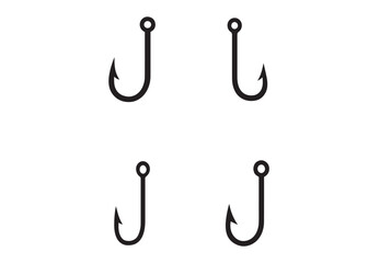 fishing hook logo silhouette vector, fishing hook logo icon silhouette, a silhouette vector simple fishing hook logo, fishing hook logo icon on black and white vector silhouette on white background