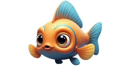 Cute Orange Fish Character with Big Eyes Illustration