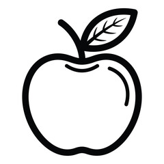 Simple hand drawn black outline apple fruit with leaf isolated on ideal for educational or food related designs