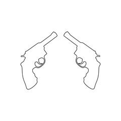 Vector outline icon of double pistol