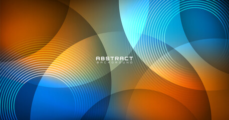 3D colorful abstract background overlap layer on dark space with glowing circles effect decoration. Modern graphic design element cutout style concept for web, art, flyer, card, or brochure cover