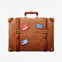 bag, leather, impusto oil painting, isolated, travel